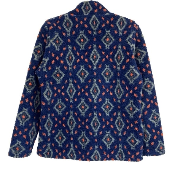 Orvis Sherpa Fleece Snow River Quarter Zip Pullover Aztec Southwestern Print M - Picture 4 of 16